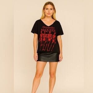 Alexander McQueen Vintage Punk Skeleton Cut Off T Shirt Crop Top Oversized